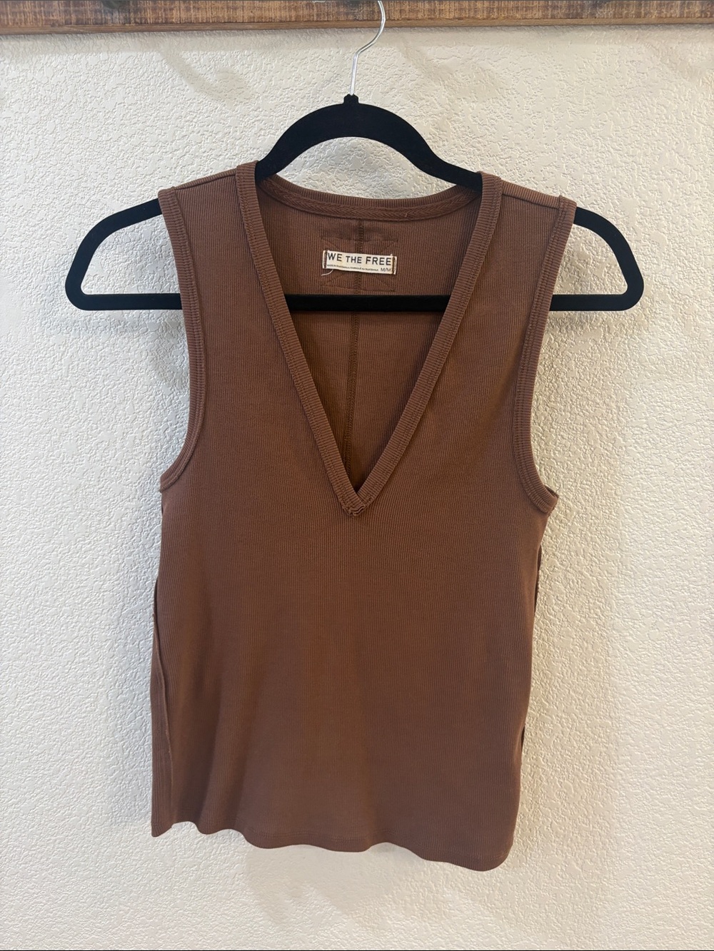 We The Free Neria Chocolate Brown V-Neck Ribbed Tank